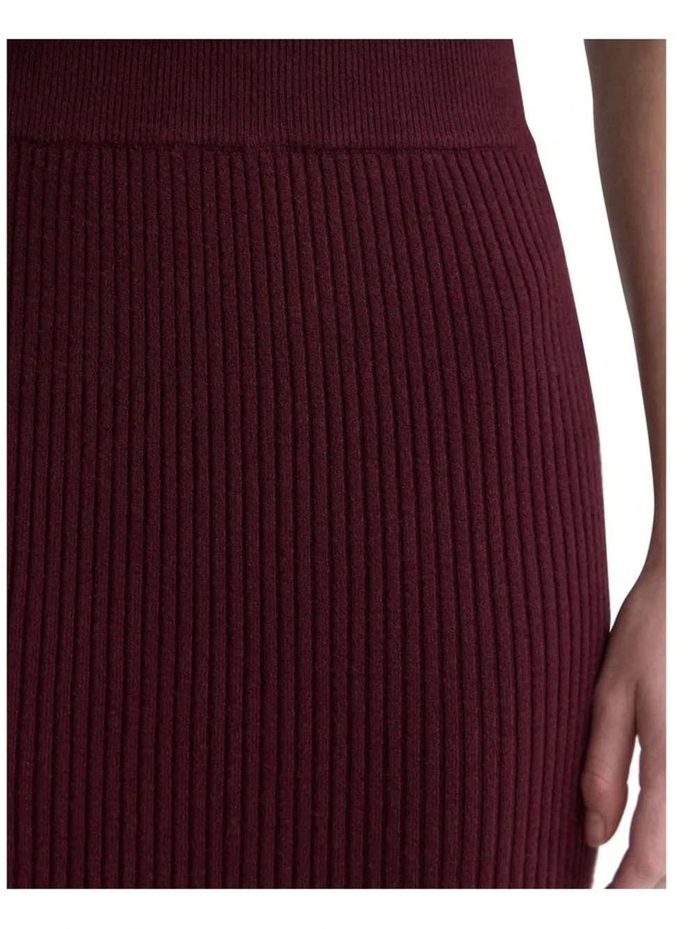 NWT Abercrombie & Fitch 100% Merino Wool Brown Ribbed Midi Maxi Skirt Size XL - Picture 2 of 6
